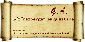 Günszberger Augusztina névjegykártya